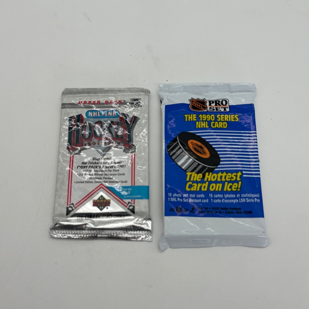 Vintage 1990 Pro Set & 1991 Upper Deck NHL Hockey Sealed Card Pack Lot 2 Packs